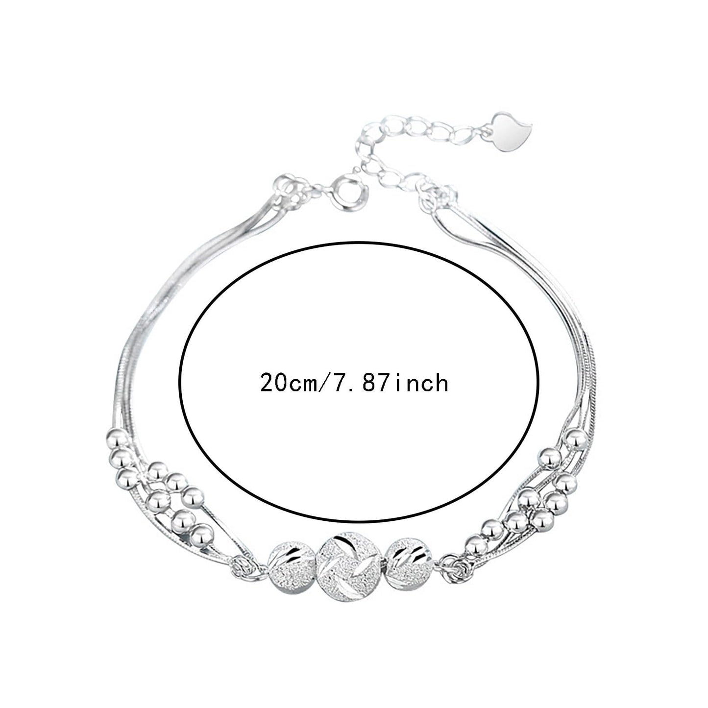 HoD | Special 925 Sterling Silver Bracelet Simple Adjustable Bangle Love Heart Bracelets for Womens Girls Cubic Zirconia Birthstone